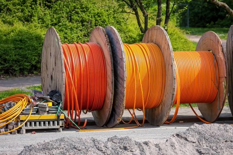 Duisburg, North Rhine-Westphalia, Germany, Internet broadband expansion, construction site for