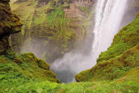 Skógafoss is a waterfall situated on the Skógá River in the south of Iceland