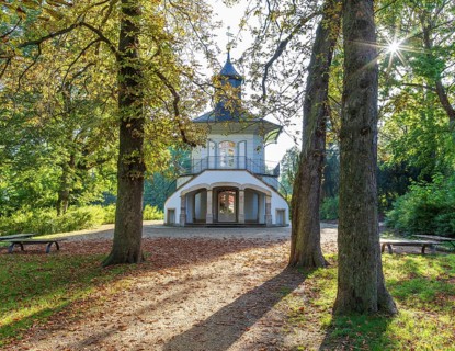 Teahouse in Planitz Castle Park, Zwickau, Saxony, Germany, Europe
