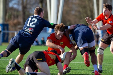 Rugby: Germany against MKS Pogon Awenta Siedlce, Poland in Heidelberg (test match of the German