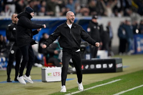 Goal celebration Coach Christian Ilzer TSG 1899 Hoffenheim Gesture Gesture PreZero Arena, Sinsheim,
