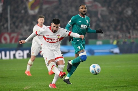 Goal kick Action Goal chance Deniz Undav VfB Stuttgart (26) DFB-Pokal, MHPArena, MHP Arena