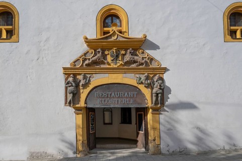 Entrance portal of today's Klösterle restaurant and town hall, former Franciscan monastery 1287,
