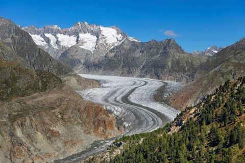 Aletsch glacier, glacier tongue, panorama, climate change, decline, global warming, ice, global