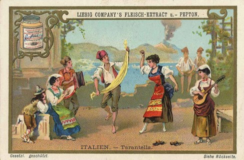 Picture series Dances of the World, Tarantella from Italy, Liebig picture, digitally restored