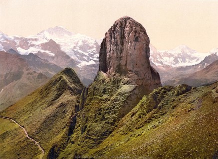 Schynige Platte, with view of Gummihorn and Jungfrau, Bernese Oberland, Switzerland, Historic,
