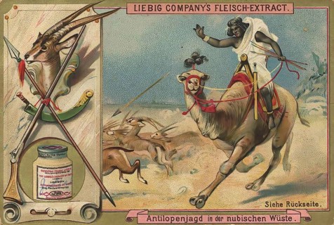 Picture series Hunting, Antelope hunt in the desert of Nubia, Liebig picture, digitally restored