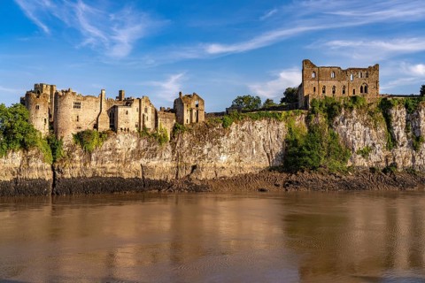 Chepstow Castle ruins on the River Wye, Chepstow, Monmouthshire, Wales, United Kingdom, Europe