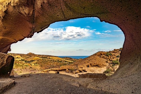 Arco de Tajao rock arch near San Miguel de Tajao, Tenerife, Canary Islands, Spain, Europe