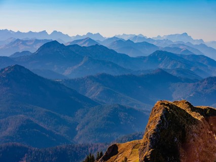 Alpine panorama, view from the Rotwand to the Brandenberg Alps, Karwendel, Wetterstein and