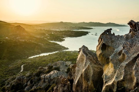 Bizarre granite rocks, Roccia dell Orso, sunset, Capo d'Orso, Palau, Costa Smeralda, Sardinia,