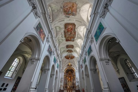 Frescoes on the vaulted ceiling in the centre aisle and chancel, Neumünster, collegiate church,