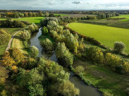 Bergkamen, Ruhr area, North Rhine-Westphalia, Germany, autumn landscape on the Seseke. The