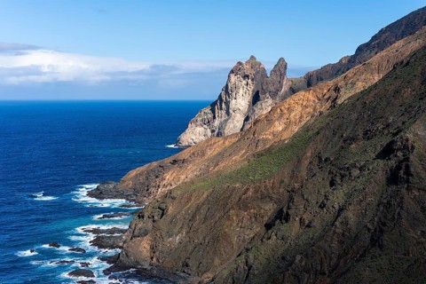 The north-west coast of La Gomera. Mountains, cliffs and steep coast. Guillama, La Gomera, Canary