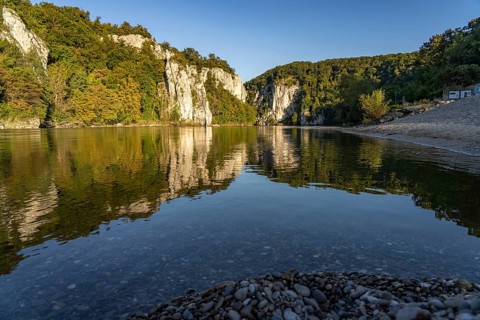 The Weltenburger Enge, Danube gorge near Weltenburg, Bavaria, Germany, Europe