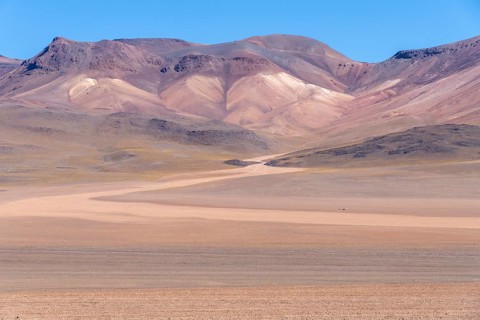 Colourful sedimentary layers of volcanic origin, mountain range, lagoon route, Colcha K,