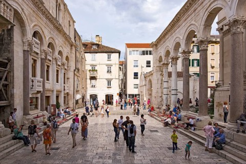 Old Town, Diocletian's Palace, square between peristyle and cathedral, Split, Central Dalmatia,