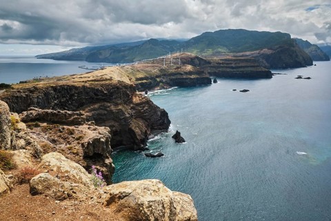Madeira Island scenic rugged landscape view from Ponta do Sao Lourenco cape. Madeira, Portugal,