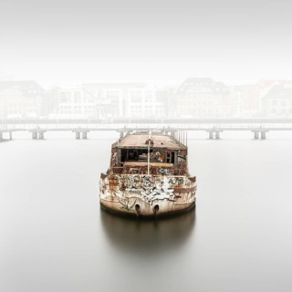 MS Dr Ingrid Wengler, shipwreck in the Osthafen harbour in Berlin, Germany, Europe, 2024, Europe