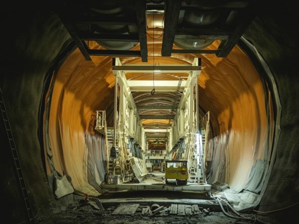 Rear section of the Wilma double-shield tunnel boring machine in the H53 construction lot, Brenner