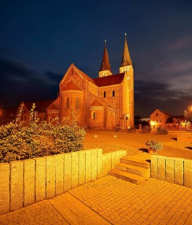 Jerichow monastery church, the oldest brick church in northern Germany, night shot, Jerichow,