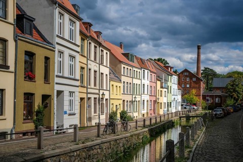 Wismar, Mecklenburg-Western Pomerania, Germany, renovated old town of the Hanseatic city of Wismar,