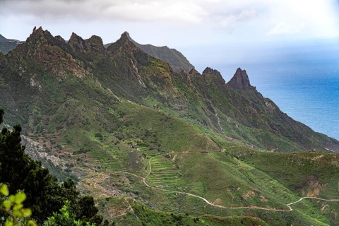 Landscape on the coast in the Anaga Mountains near Taganana, Tenerife, Canary Islands, Spain,