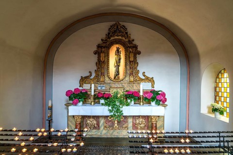 The Miraculous Black Madonna in the interior of the baroque Carmelite Church of St Joseph in