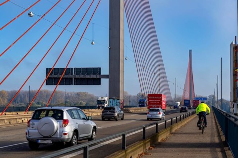 Friedrich Ebert Bridge over the Rhine near Bonn, also known as the North Bridge, motorway bridge on