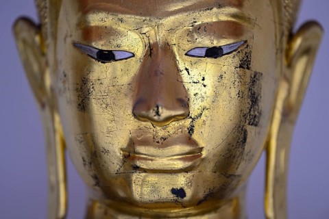 Gilded Buddha statue in Wat Pho, Temple of the Reclining Buddha, Bangkok, Thailand, Asia