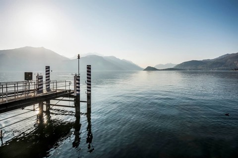 Lake promenade, morning mood, spring, Menaggio, Como province, Lake Como, Lago di Como, Lombardy,