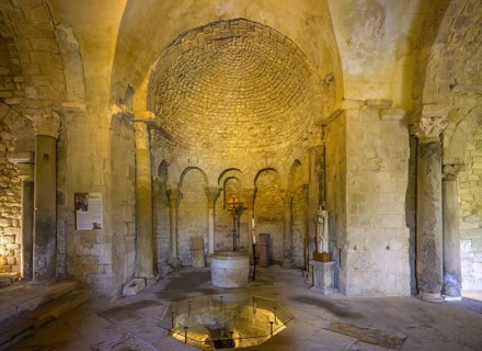 Interior view of the Baptistery of Venasque, Département Vaucluse, France, Europe