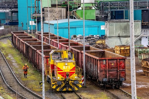 Hüttenwerke Krupp-Mannesmann, HKM in Duisburg, shunting tracks at the blast furnace steelworks,
