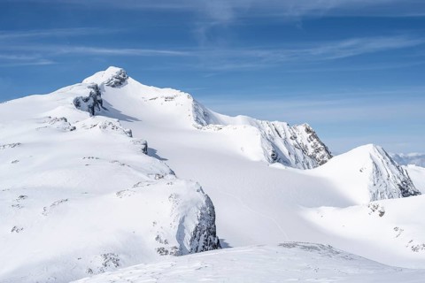 Snow-covered mountain landscape, Wildhorn in winter, Bernese Alps, Bernese Oberland, Switzerland,