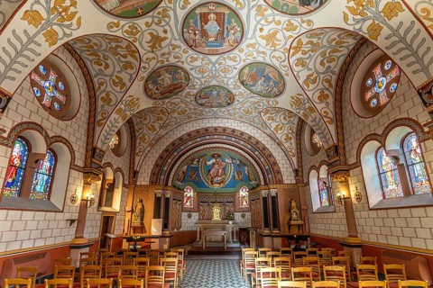 Interior of the Saint-Léon IX chapel in Eguisheim, Alsace, France, Europe