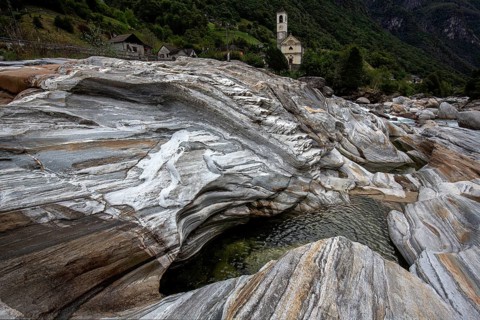 Rocks in the Verzasca River, behind Lavertezzo, Verzasca Valley, Valle Verzasca, Canton Ticino,
