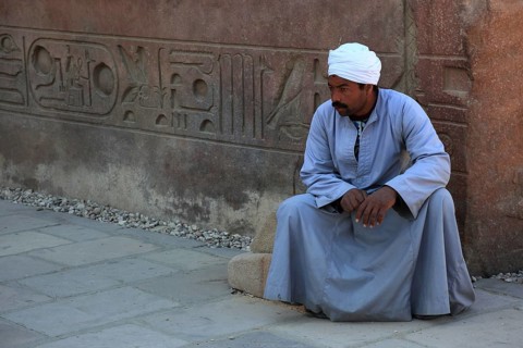 Temple of Luxor, guardians in the temple complex, Africa, Egypt, UNESCO World Heritage Site, Africa