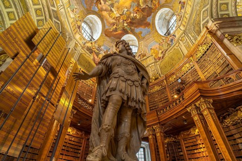 Statue of Emperor Charles VI by Peter and Paul Strudel, State Hall of the Austrian National Library