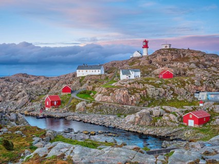 Sunrise at Lindesnes lighthouse, Lindesnes, Vest-Agder, Norway, Europe