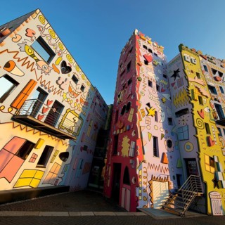 Happy Rizzi House, designed by the artist James Rizzi in pop art paintings, detail, Braunschweig,