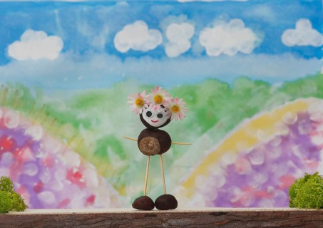 Chestnut figure in front of a painted background, North Rhine-Westphalia, Germany, Europe