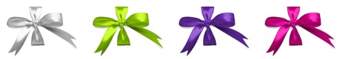 Set of silk ribbon tied in a bow ready for your present isolated on a white background