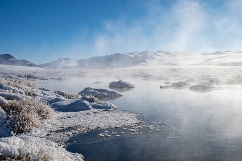 Winter landscape of the Pamir Plateau, Pamir Highway, Alichur, Gorno-Badakhshan Province,