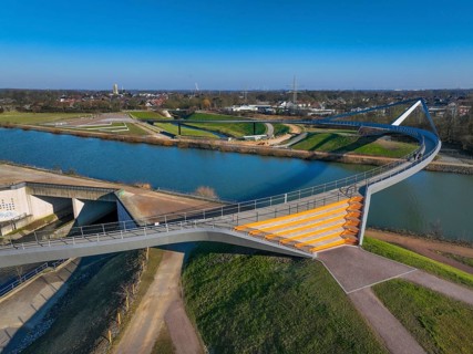 Castrop-Rauxel, North Rhine-Westphalia, Ruhr area, Germany - New construction of a bridge Sprung