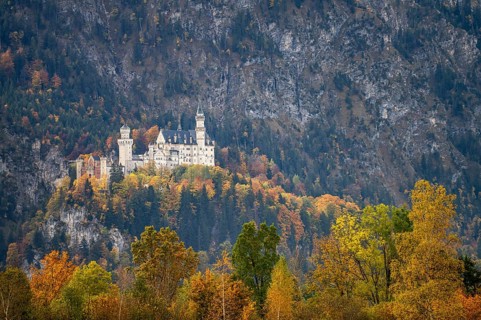 Neuschwanstein Castle in the landscape of Schwangau, Allgäu, Bavaria, Germany, Europe