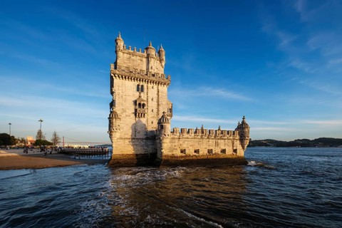 Belem Tower or Tower of St Vincent, famous tourist landmark of Lisboa and tourism attraction, on