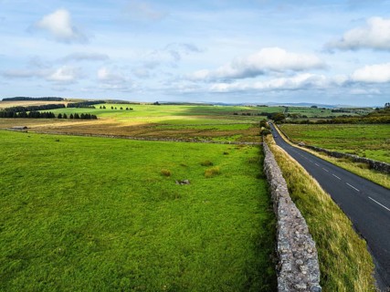 Farms over West Dart River in Dartmoor National Park from a d, Devon, England, United Kingdom,