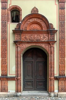Entrance door in the Italian Renaissance style from 1555, in the inner courtyard of the former
