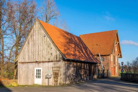 Düstermühle on the river Dinkel, watermill, Legden, district of Wehr, Münsterland, North