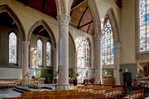 Our Lady Church, Central nave and chapels, Nieuwpoort, West Flanders, Belgium, Europe